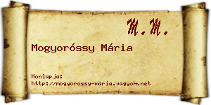 Mogyoróssy Mária névjegykártya