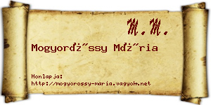 Mogyoróssy Mária névjegykártya